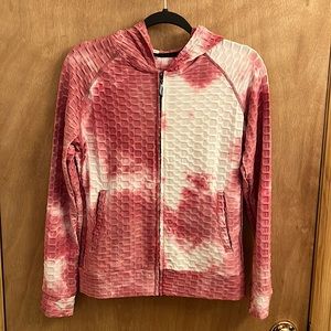 Pink and white full zipper hoodie jacket size small